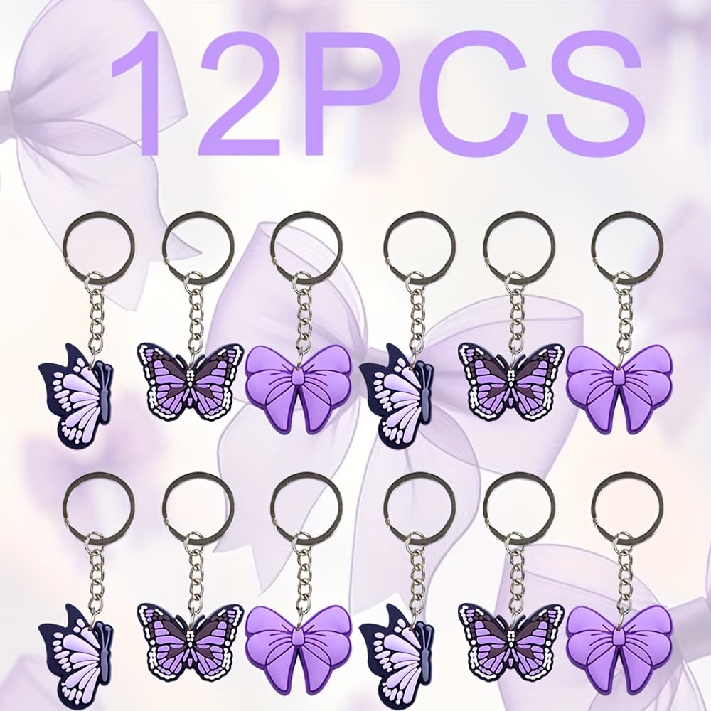TEMU 12pcs Purple Keychain Bag Charm Accessories, Gift For Women, Ideal Birthday Present