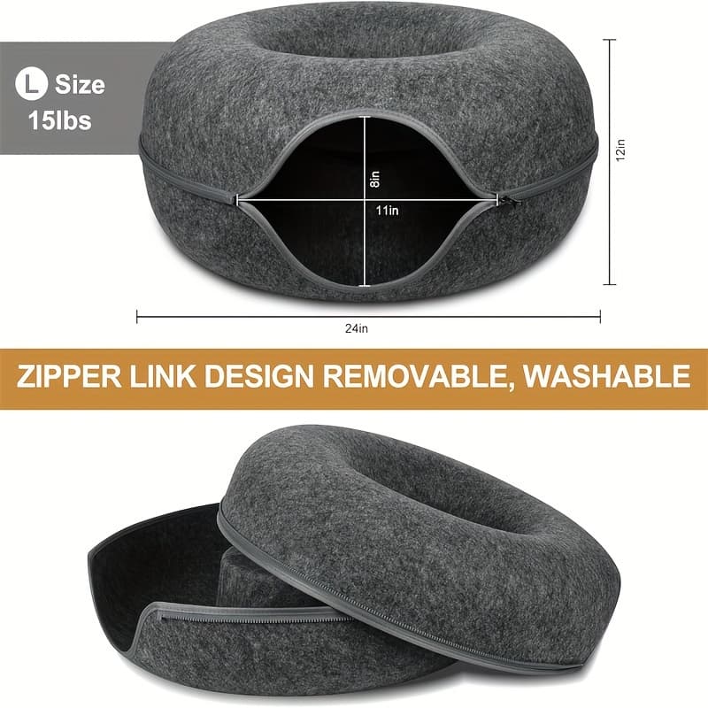 TEMU Banbers Cat Tunnel Bed, Cat Tunnel, Indoor Cat Hiding , Donut Cat Bed, Cat Bed And Cat Hole (dark Gray, Light Gray, 20 Inches, 24 Inches)