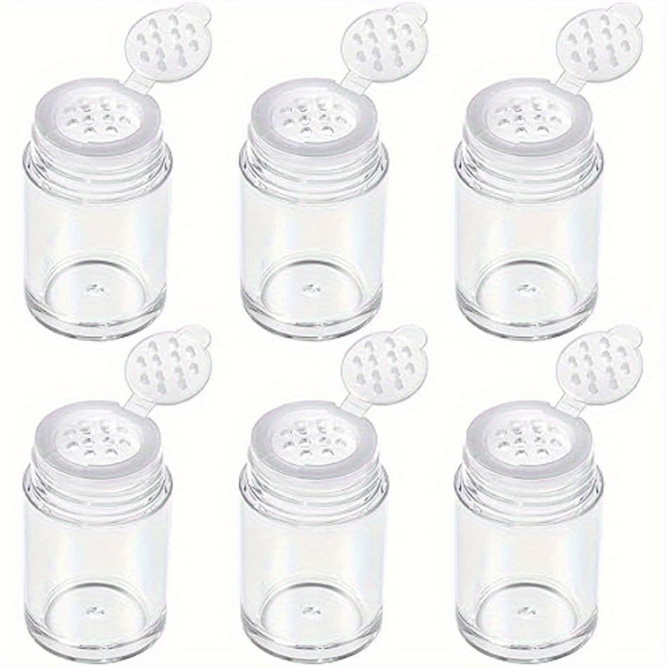 TEMU 6pcs/10pcs Mini Clear Loose Powder Jars With Filter And Lid, Small Travel Makeup Glitter Eyeshadow Containers, 12 Hole Dispenser, Makeup Storage Jars