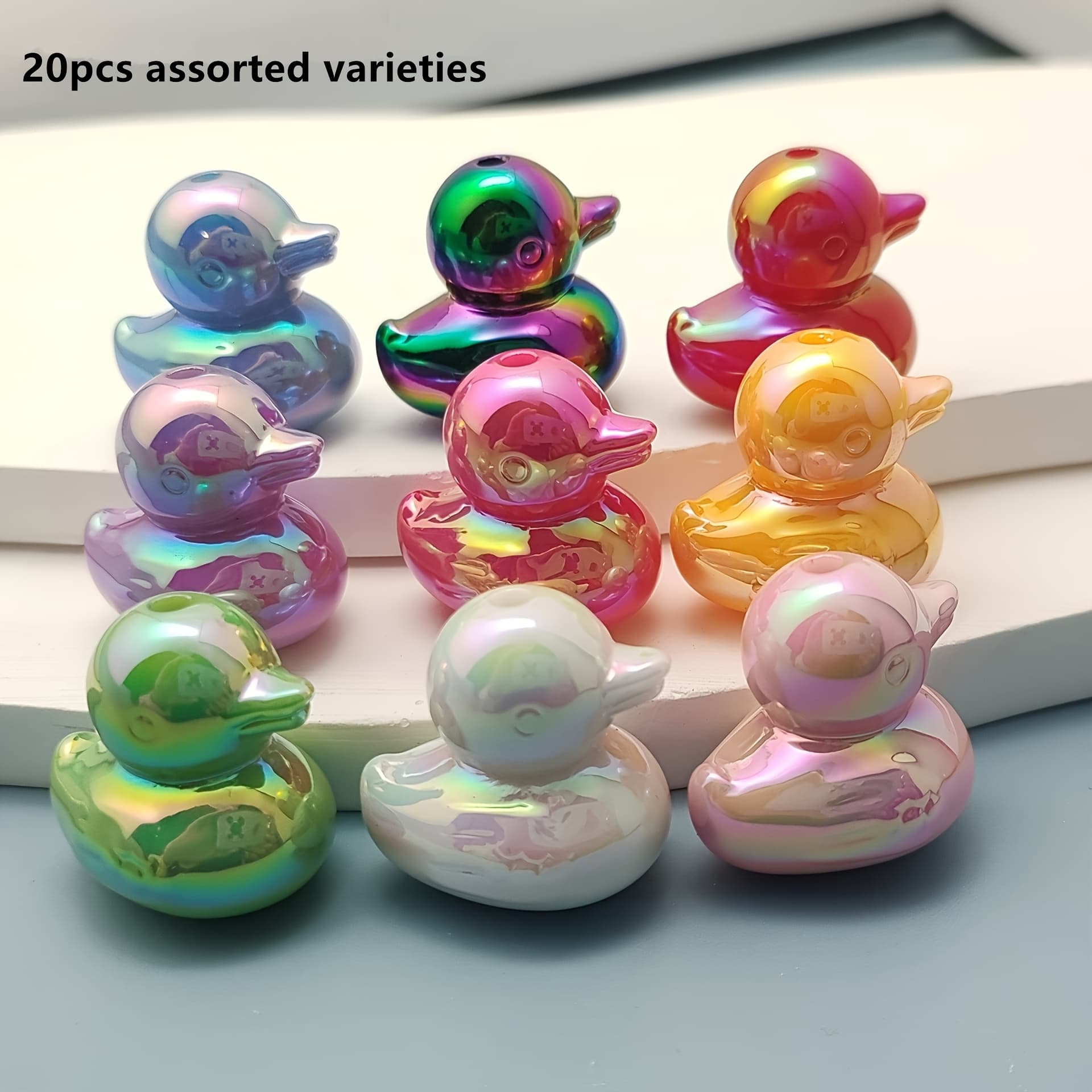 TEMU 20pcs Beads For Pens, Acrylic 3d Duck Beads Bulk For Beadable Pens Keychain Making Supplies For Teacher Charms, Assorted Varieties Mix Colors