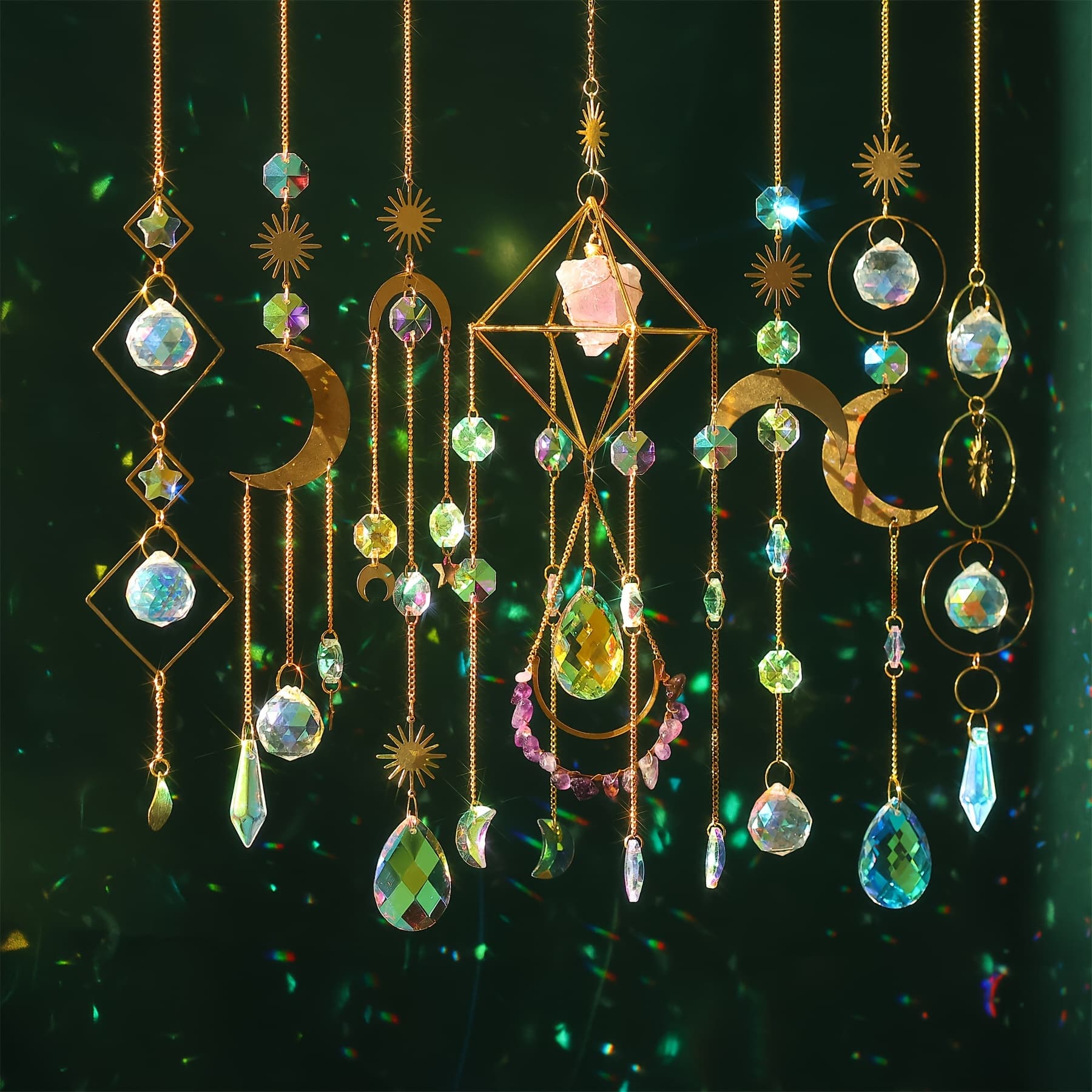 TEMU The 7pcs Window Crystal Sunshade Is A Hanging Sunshade With Crystal And Agate Crystal Prisms For Indoor And Outdoor Decorations
