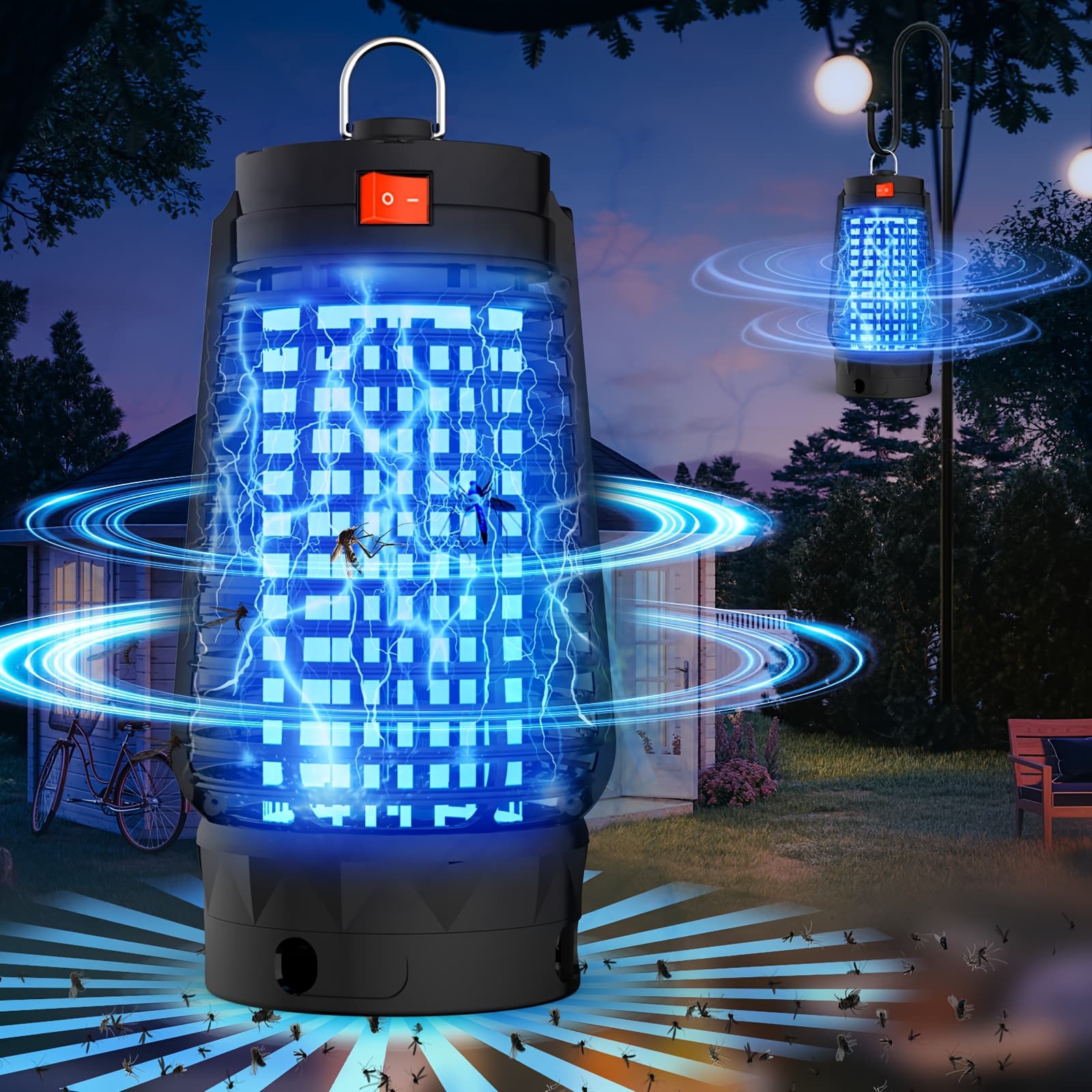 TEMU Bug Zapper, 4200v High Powered Killer, Portable Electric Fly Zapper For Outdoor & Indoor, Fly Traps With Hanging Hook, Flying Insects For Home, Garden, Backyard, Camping, Patio, Yard, Garage