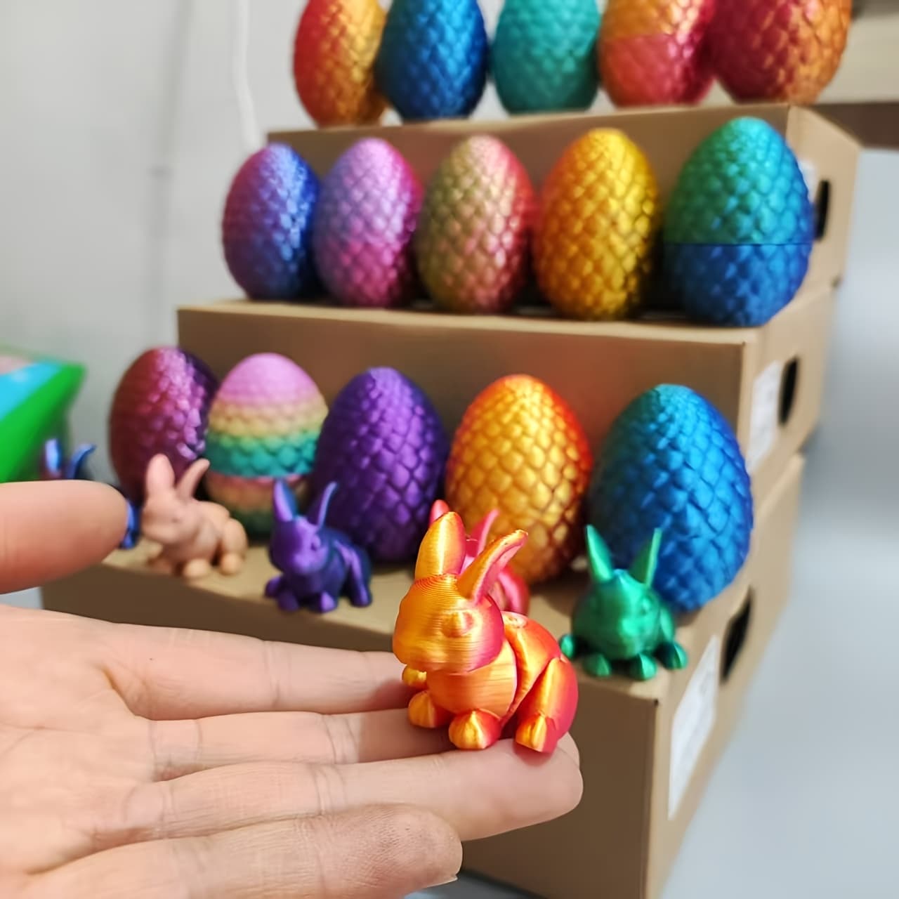TEMU 3d Printed Easter 40pcs Set - 20 Bunny Accents And 20 Easter Eggs