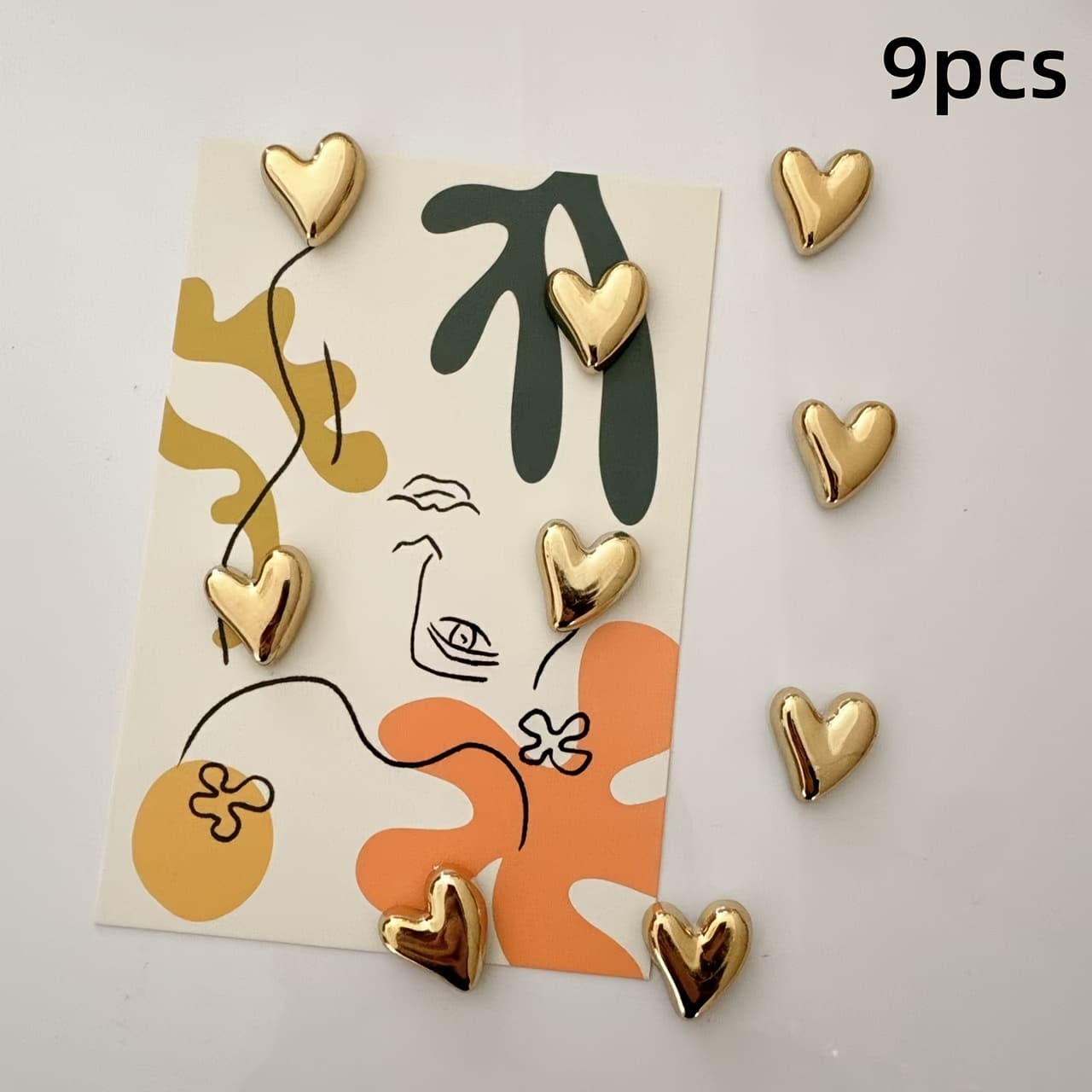 TEMU 9pcs Heart-shaped Refrigerator Magnet Set - Kitchen, Office, And Home Decor Magnets