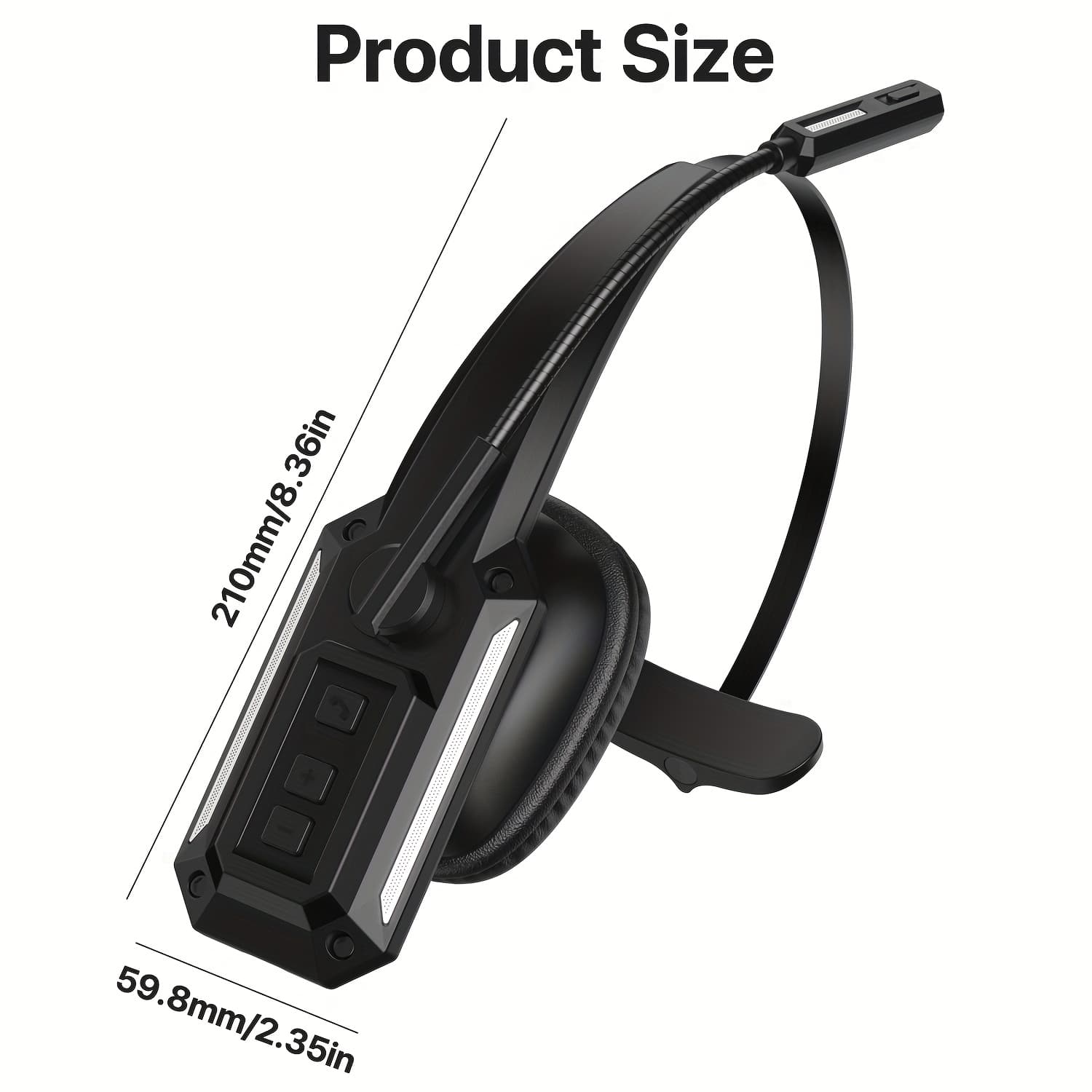 TEMU Wireless V5.3 Headsets With 60hrs Playtime, 90hrs Standby Time Clear Call With Mic Wireless Headphones, Connect 2 Devices, 1 - Key Mute, Ideal For Business, Office & Truck Drivers