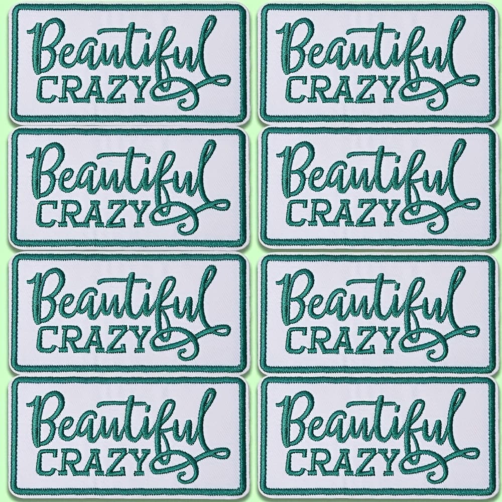 TEMU 8pcs Set Of "beautiful Crazy" Embroidered Patch Cloth With English Letters, Embroidered Patch Ironing And Applioned Patch Sewing Patch, Suitable For Hats, Shirts, Shoes, Jeans, Bags And Sewing