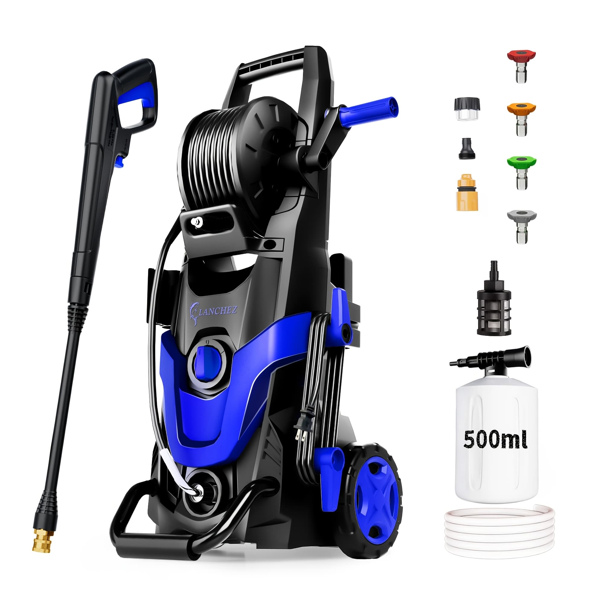 TEMU Electric High Pressure Washer, 4500psi 3.2gpm Electric Washer, With 6 Quick Connection Nozzles, Inlet Pipes And Filters, And Foam thumbnail 2