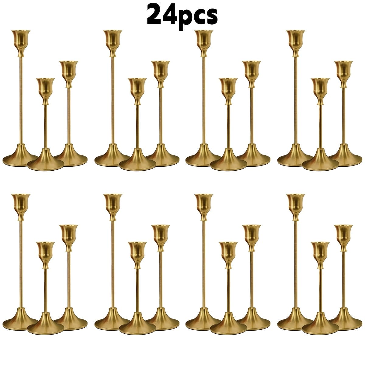 TEMU 24/12/6pcsgold Tapered Candle Holder Decorative Candle Holder For Home Decoration, Wedding, Catering, Party, Anniversary