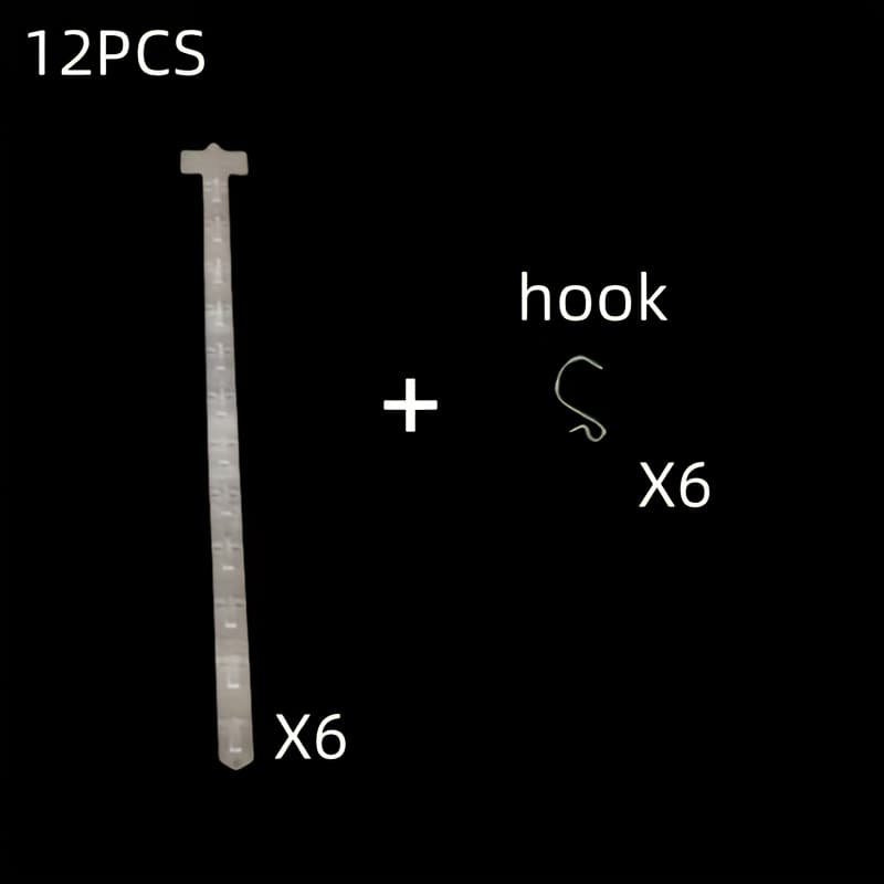 TEMU 12pcs-6sets Transparent Plastic Hanging Strip For Supermarket Display - Thickened Hook And Clip For Durable Supermarket Food Commodity Shelf Display