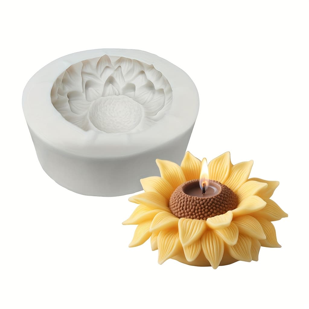 TEMU 1 Sunflower-shaped Silicone Mold For Candles, Featuring A Lifelike . Ideal For Crafting Handmade Scented Candles, Plaster Decorations, Resin Projects, Home Decor, Birthday Presents, And Gifts For