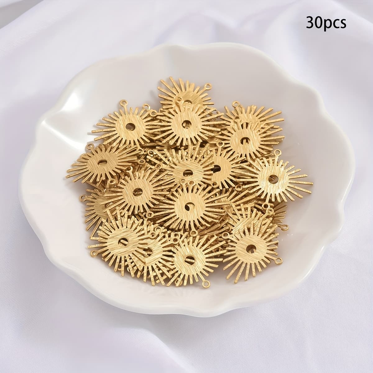TEMU 10pcs/30pcs Brass Brushed Sunflower Pendant, Sun Pendant Connector, Earrings, Necklace, Bracelet, Jewelry Additions