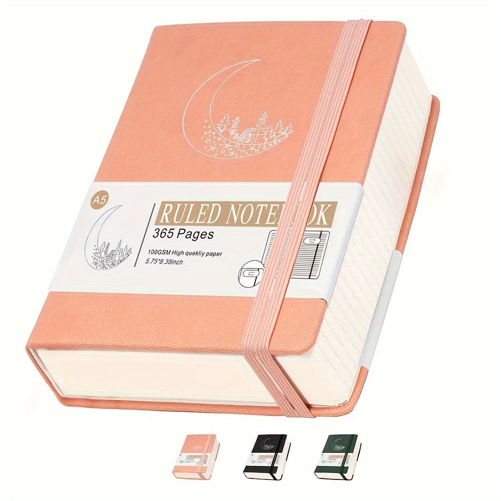 TEMU Lined Leather Journals Thick Notebook,365 Pages A5 College Ruled Notebooks For Writing Women, Note Taking Hardcover (5.75''x8.4'')