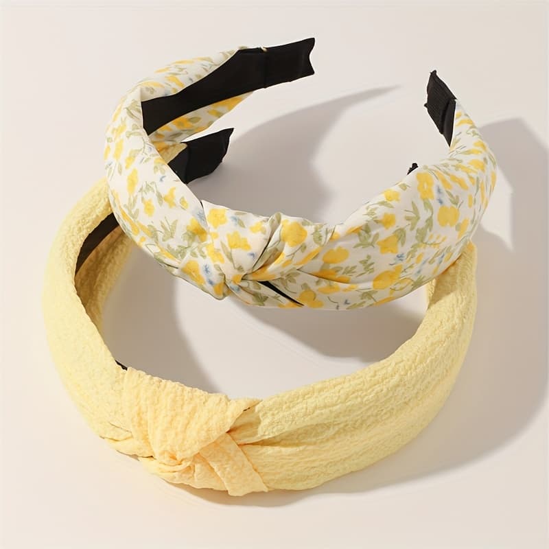 TEMU 2pcs Sweet And Easy Floral Knotted Headband Ladies Hair Additions Daily All-match Headwear