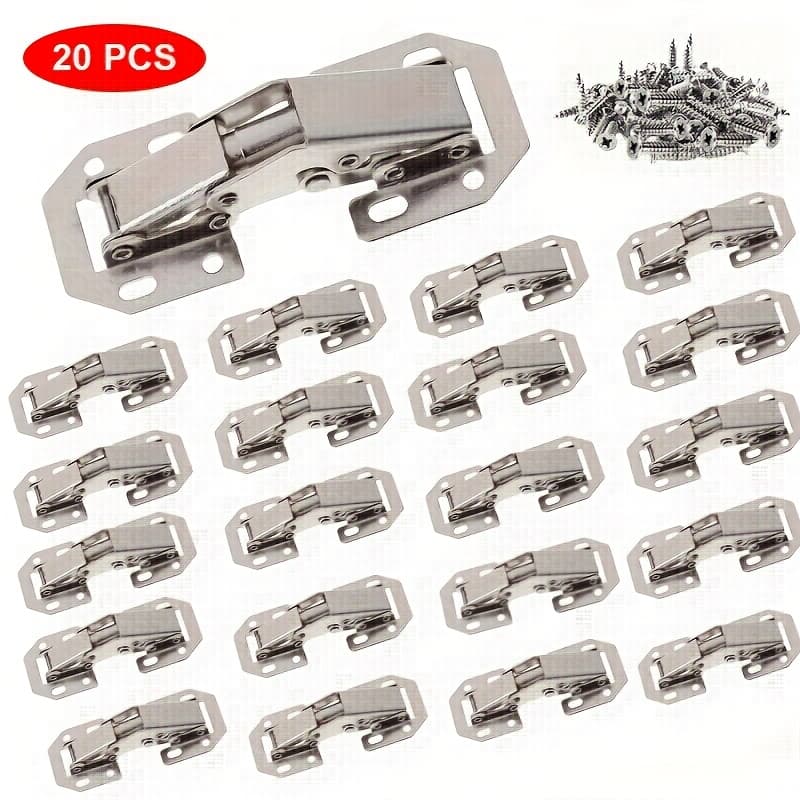 TEMU 20pcs For Cabinet Doors, Frameless Cabinet Door Hinges, Surface-mounted Cabinet Door Hinges, With 160 Screws