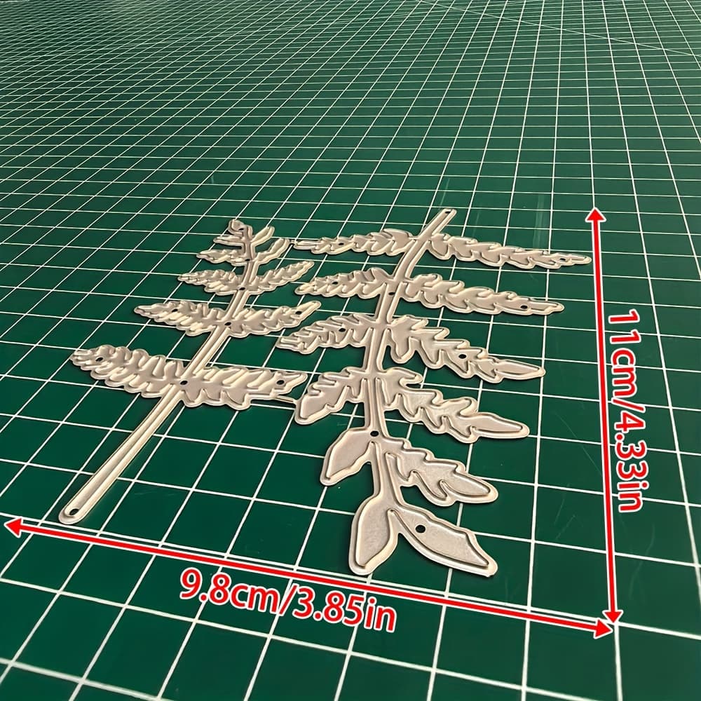 TEMU 1 Piece Of Metal Cutting Die Shaped Like Fern Leaves, Perfect For Embellishments, Embossing, And Greeting Cards. Ideal For Album Card Crafting And Handmade Card Supplies