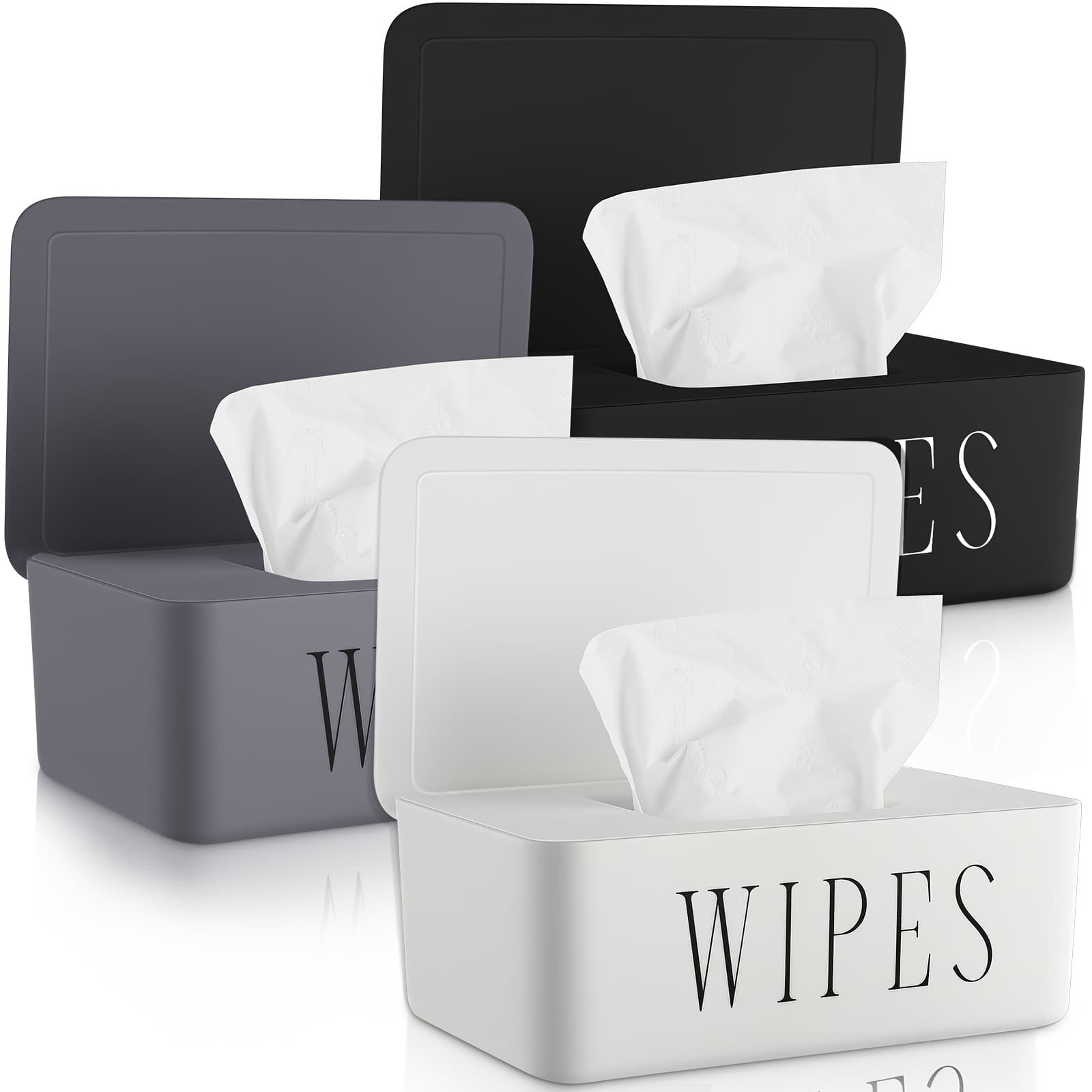 TEMU 3 Pack Wipes Dispenser Refillable Wipe Holder With Lid Toilet Container For Bathroom Tissue Paper Storage Box For Home