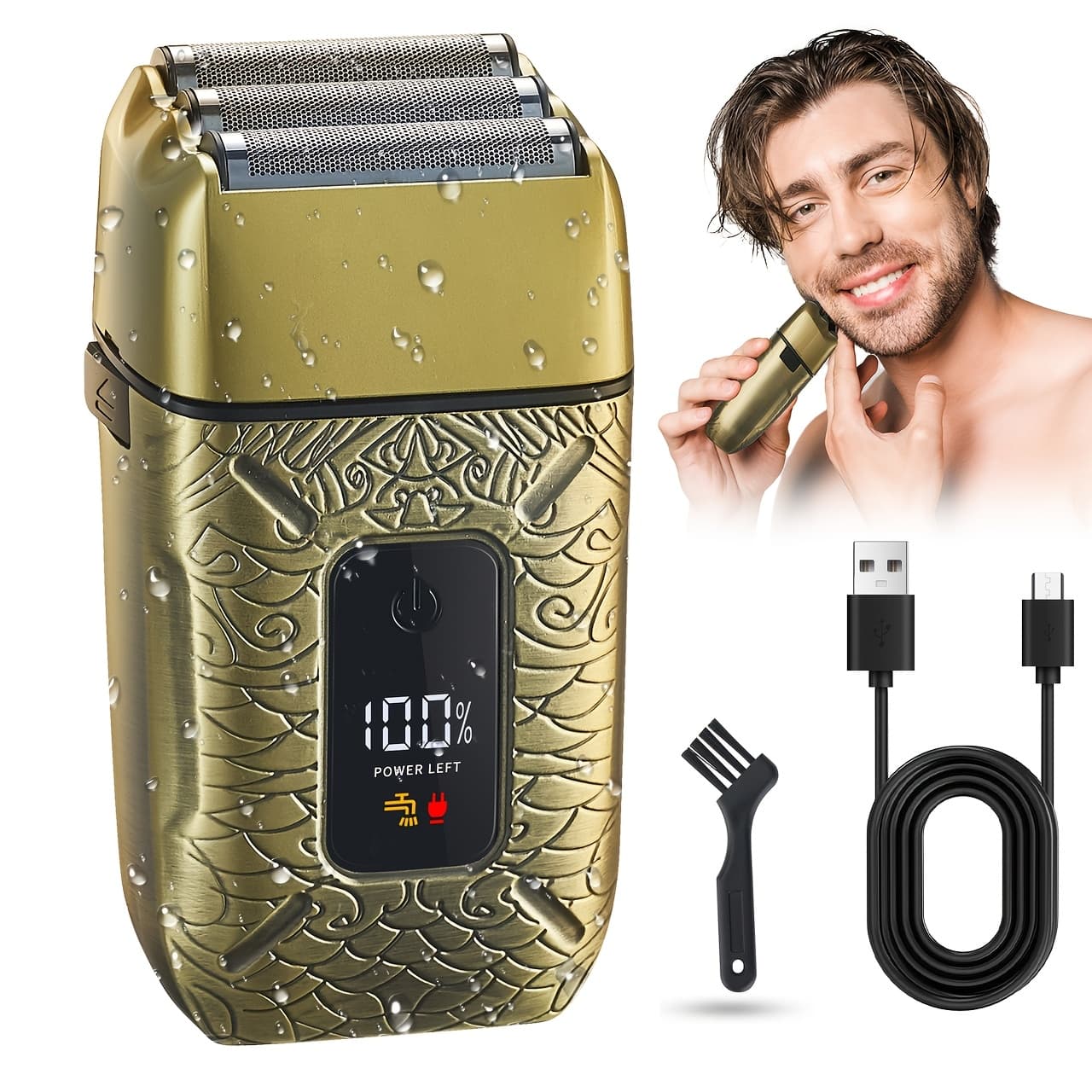TEMU Electric Shaver, Body Hair Trimming, Razors For Men Barber's Hair Clipper Set Kit, Usb Rechargeable, Led Display Fathers Day Gift Items