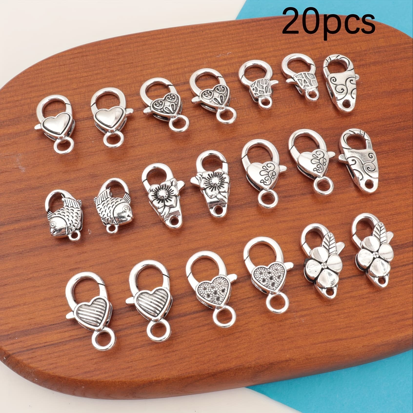 TEMU 20 Random Mix Of Alloy Unique Shaped Exquisite Pattern Lobster Clasp Bracelet/necklace/keychain/hanging Ornament Handmade Material Suitable For Jewelry Making