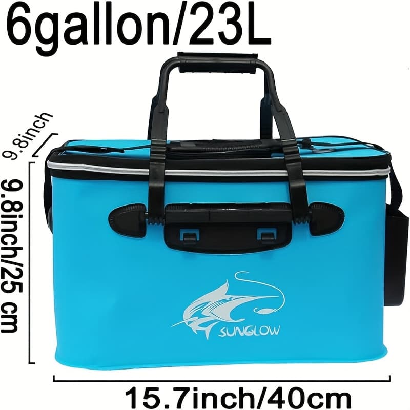 TEMU Collapsible Fish Container, Versatile Live Fish Holder, Bait Bucket For Fishing, Outdoor Camping Eva Fishing Bag, And Fish Safety Bucket