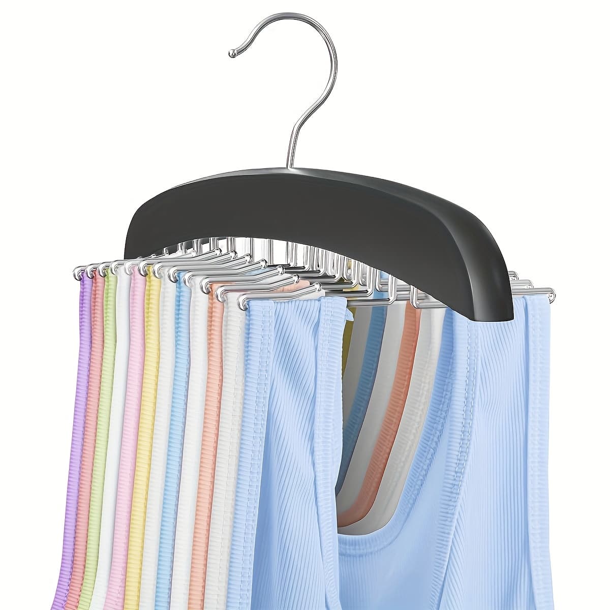 TEMU 24-hook Non-slip Metal Hanger Organizer Designed For Tank Tops, Bras, Ties, Belts, And Scarves - An Closet Storage Option For A Tidy Wardrobe, Featuring Durable Hangers For Clothing