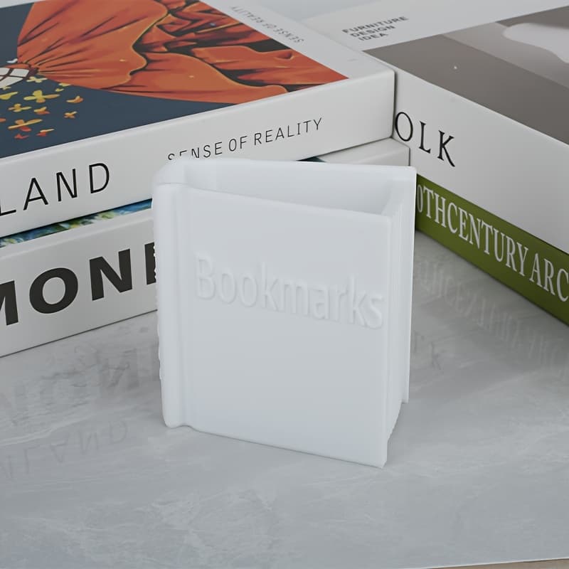 TEMU 1pc Book-shaped Bookmark Storage Box - Portable Lightweight Multi-, Durable Desktop Organizer, Gift For Book Lovers/ / Family, Decor Accessory, Book-, Minimalist Look