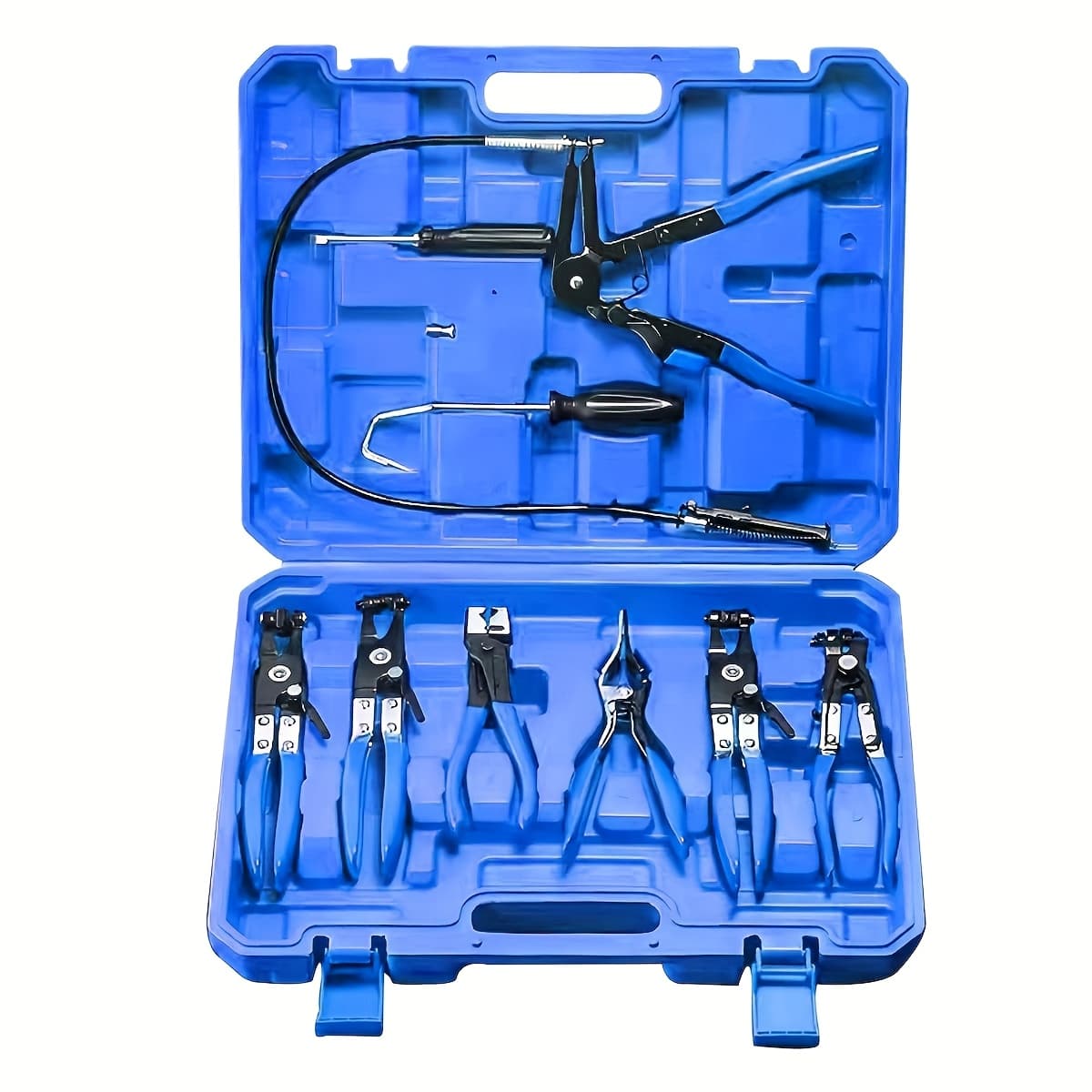 TEMU 9pcs Wire Long Reach Hose Clamp Pliers Set Fuel Oil Water Hose , Hose Clamp Pliers For Fuel Hoses, Red