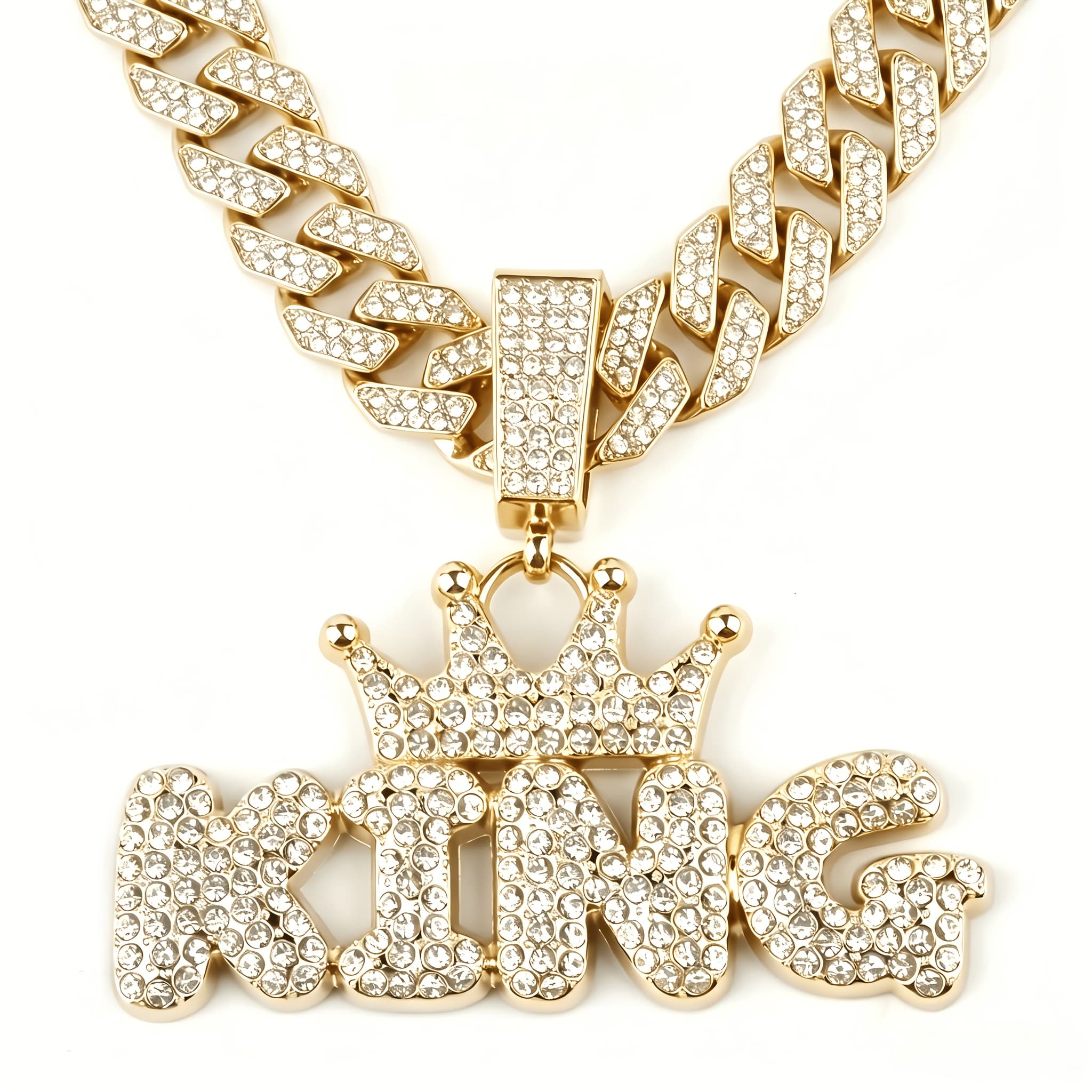 TEMU 1pc Cuban Link Necklace Pendant With Ice Cuban Chain Necklace For Men And Women Hip Hop Cuban Link Chain Pendant Choker Necklace Jewelry Gift