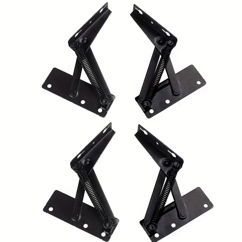 TEMU 4pcs 80 Degree Foldable Lift Brackets With Black Spring Hinges - Bench Hinges, Elevator Top Hinges, Workbench Hinges - (shelf And Brackets)