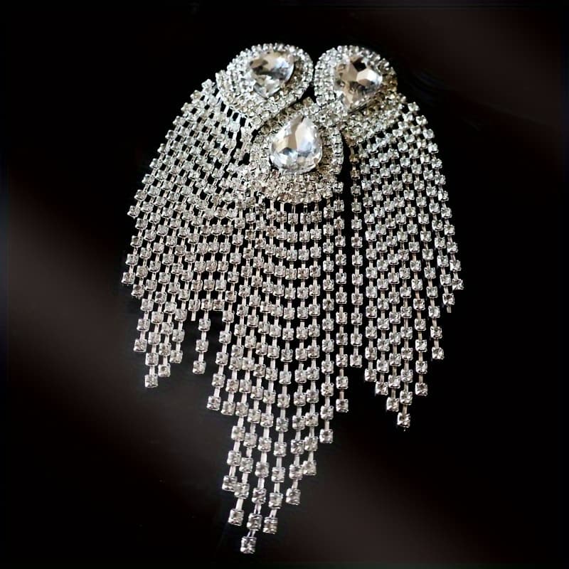 TEMU 1pc Shiny Alloy Tassel Shoulder Patch Stage Suit/wedding Attire Diy Shoulder Patch Accessories Shoe Boot Dressing Accessories