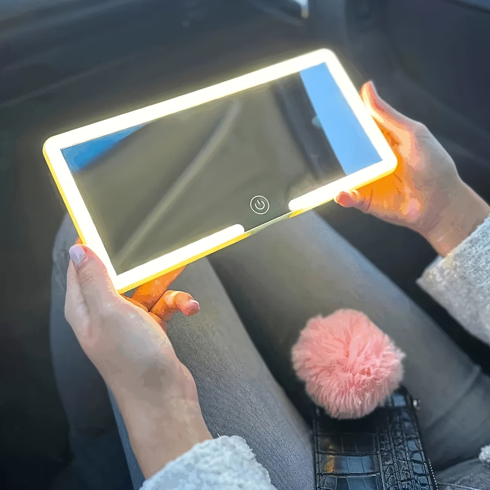 TEMU Led Car Vanity Mirror, Ultra-thin , Touch-adjustable 3 Lighting , Usb Powered, Ideal For Car Interior & Lighting, Women's Holiday Gift