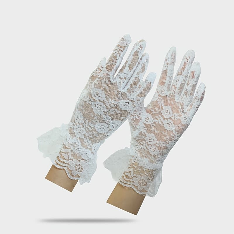 TEMU Stylish And Short Lace Gloves For Women, Lightweight, Breathable, And Perfect For During Weddings
