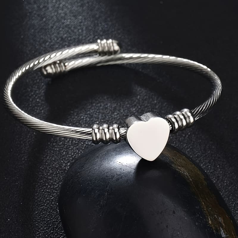 TEMU 1pc Titanium Steel Women's Love Letter Opening Bracelet Stainless Steel Bracelet Does Not Fade Jewelry