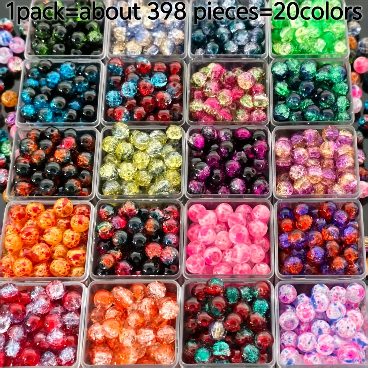 TEMU 398pcs Of 8mm Multicolored Glass Beads In 20 , Perfect For Bracelets And Earrings. This Mini Jewelry-making Kit Comes In A Gift Box, Making It An For Christmas Decorations For Mothers