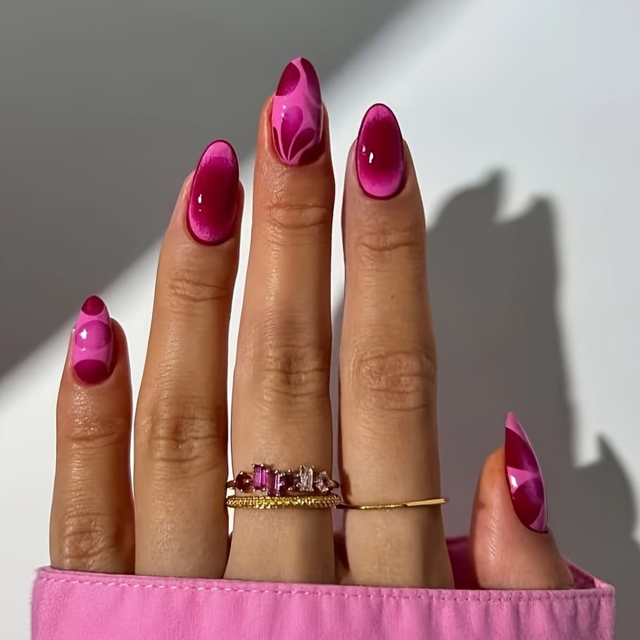 TEMU 24pcs Dragon Fruit Bubble Almond Rose Red Wearing Nails Irregular High-end Elegant Temperament Versatile White Fashion Trend False Nails ' Holiday Gifts