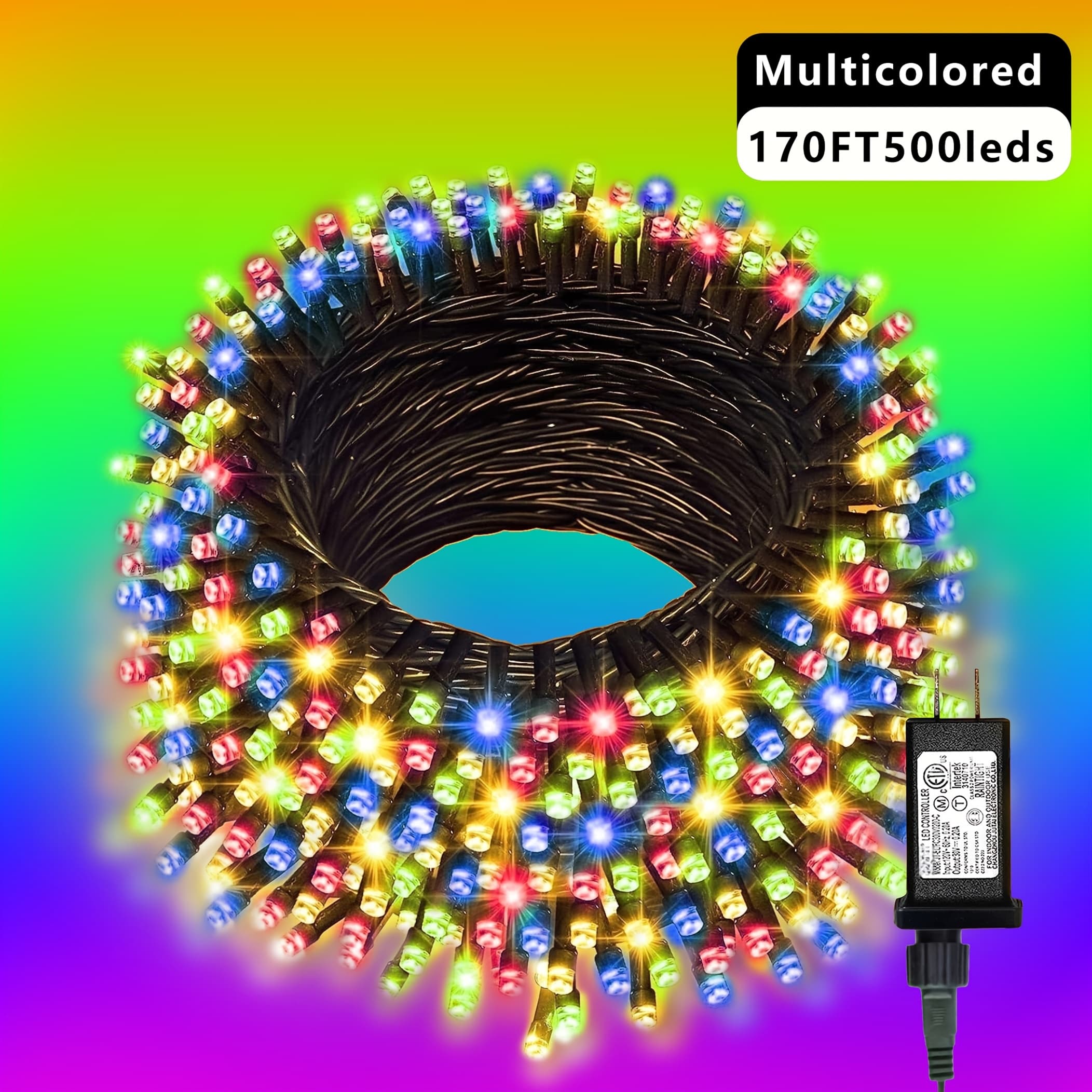 TEMU 170ft Christmas String Lights - 500 Leds, 8 ,, Perfect For Outdoor & Indoor Holiday Decorations, Christmas Tree, Garden Lawn, Party, Christmas Occasion, Flowers Theme