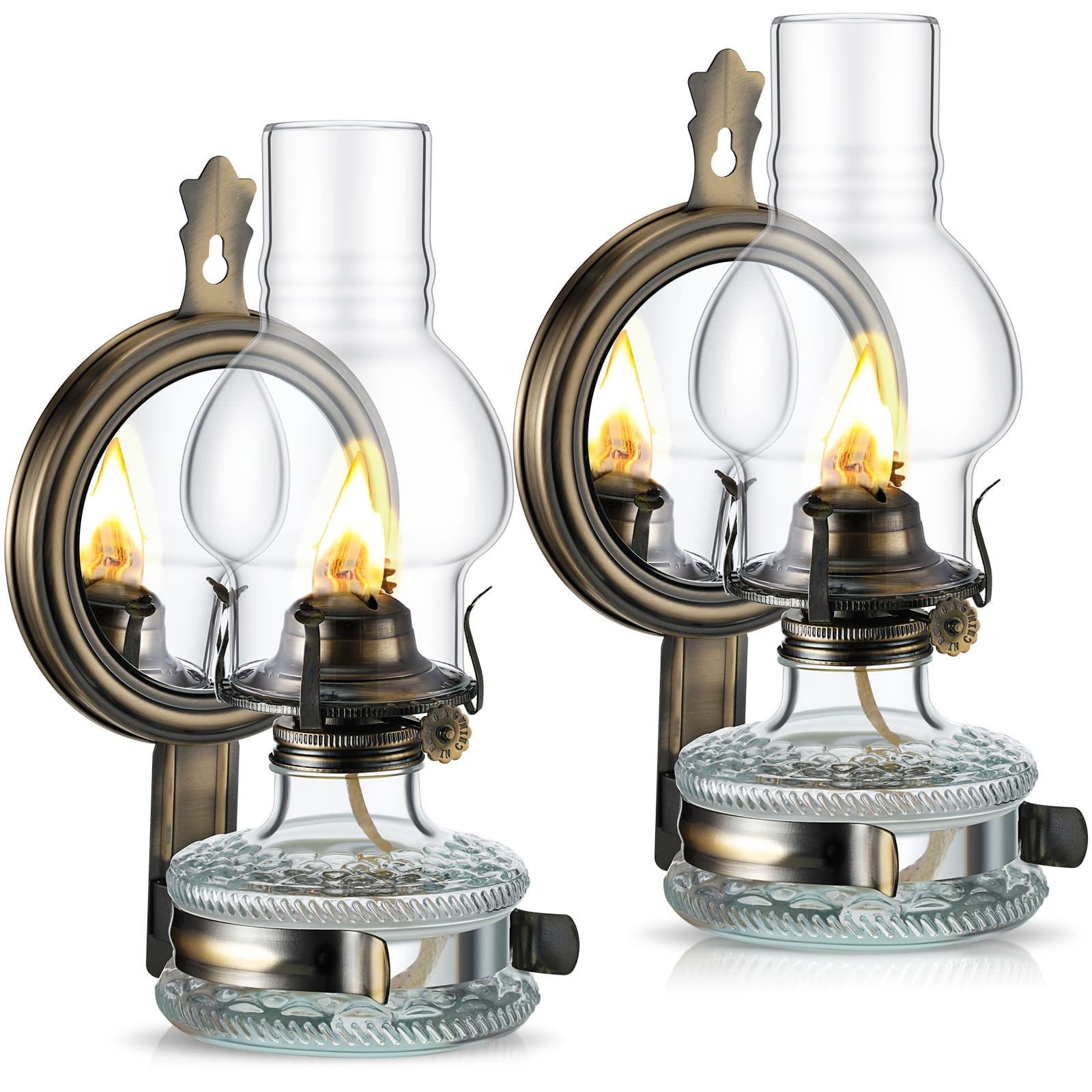 TEMU 2pcs Large Kerosene Lamp Lantern Chamber Oil Wall Mounted Vintage Glass Clear Kerosene Lamp Rustic With Oil Wick For Rustic Indoor Home Decor Lighting() Christmas