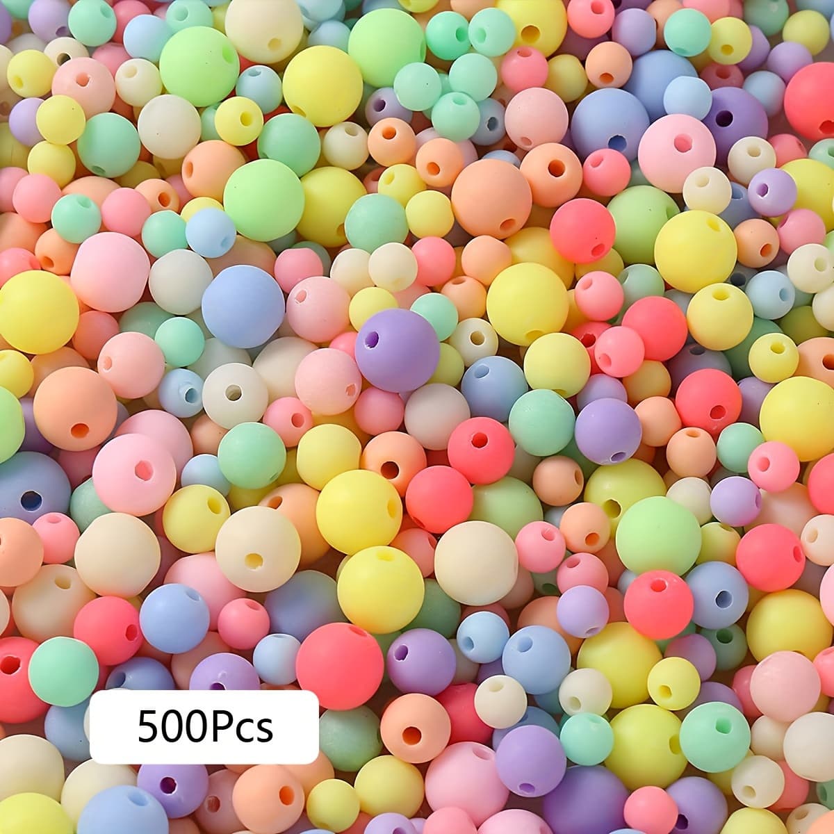TEMU 500pcs 6-10mm Frosted Acrylic Beads For Jewelry Making