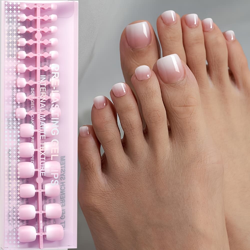 TEMU 150pcs Short Square Brown/-on Gel Hand/toe Nails, 15 Sizes , Short French Gradient Frosted False Nails, Toe Nail Decorations For Women And Spring And Summer