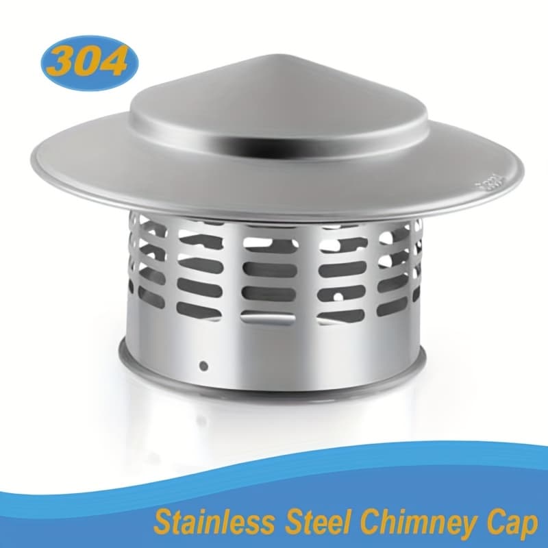 TEMU 304 Stainless Steel Chimney 4.3 Inch Heavy Duty Outdoor - Rustproof Chimney Top Cover With Wide (fits 3.8-4.3 Inch Pipes) For Residential/commercial Use - Durable, -resistant For Wood//fuel Oil