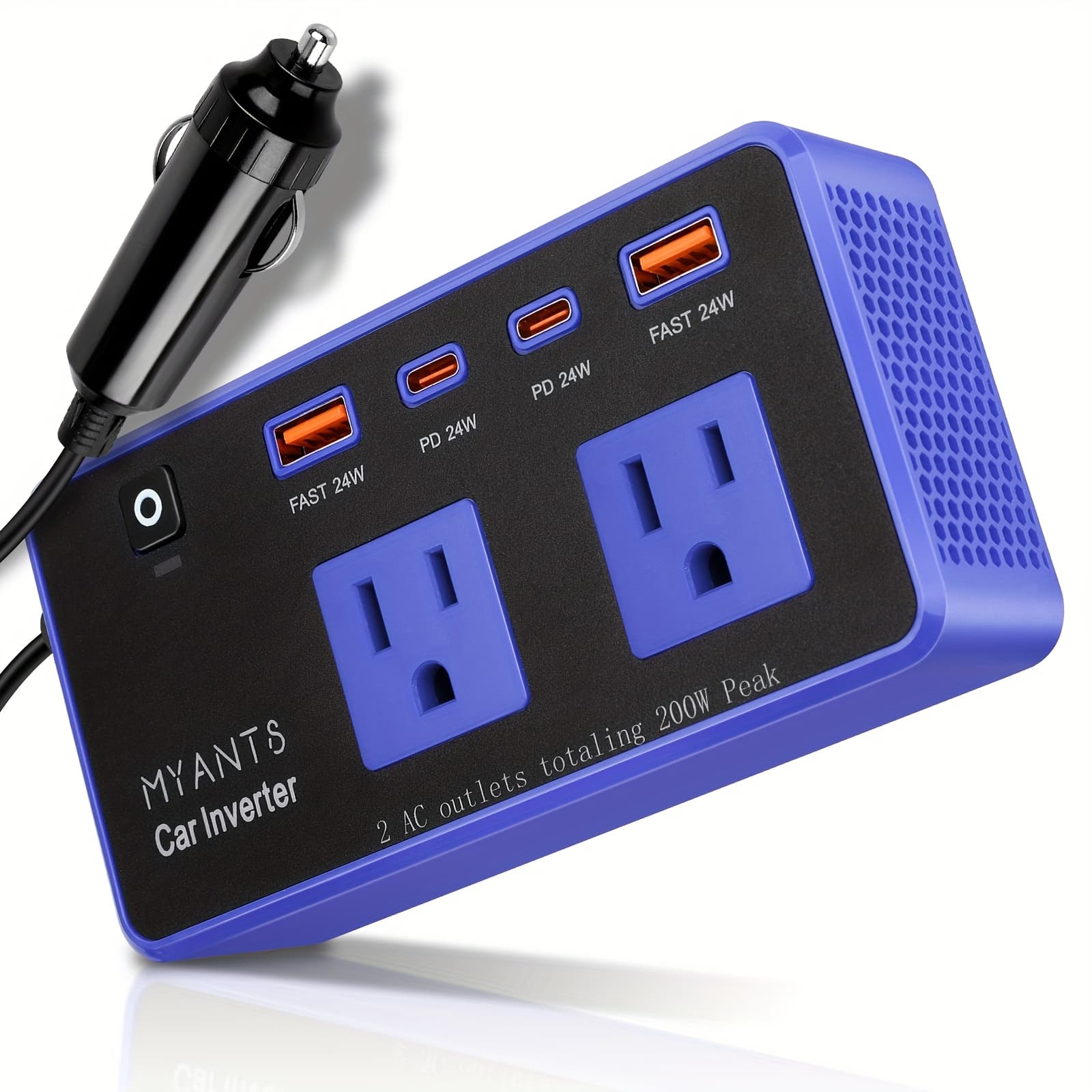 TEMU 200w Car Power Inverter, 12v To 110v Ac Car Plug Adapter, Car Inverter Charger With Pd 24w/ Qc 24w , Power Inverter For Vehicles, Car Office Working, Camping, Road Trip