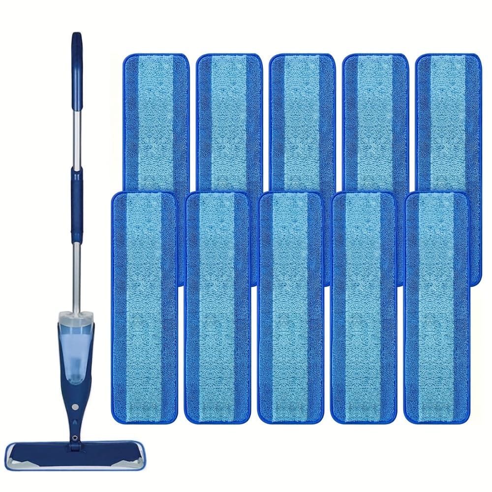 TEMU Set Of 10 Microfiber Pads Suitable For 17 Or 18-inch Mops, Designed For Wet And Dry Cleaning, Pads Are Reusable And Washable Replacements