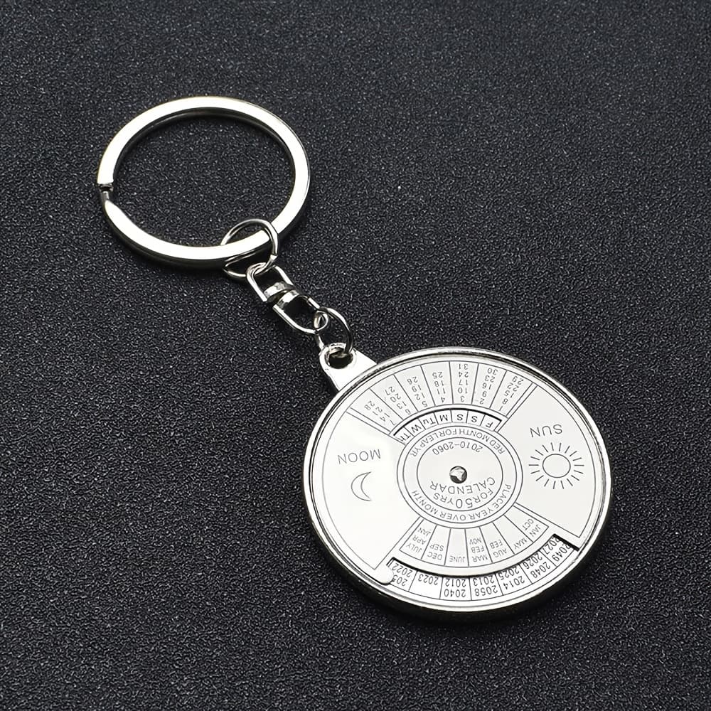 TEMU A Creative And Stylish Engraved Letter Keychain Featuring A Perpetual Calendar With Sun And Patterns. This Trendy And Practical Accessory Is And Leisure Activities