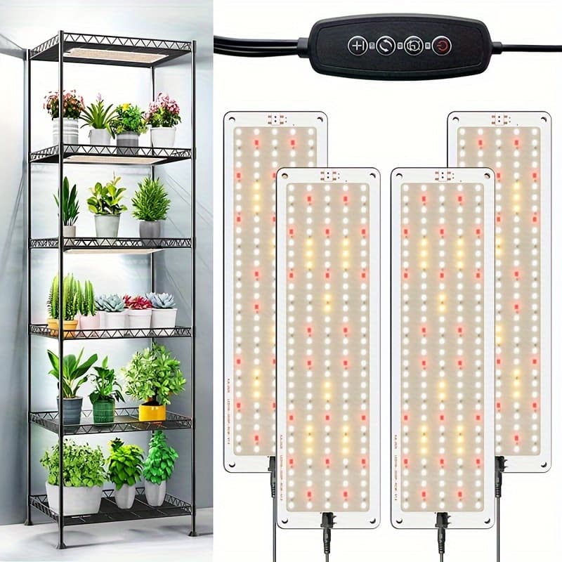 TEMU 2/4 Led Full Plant Growth Lamps, Which Light In Indoor Plants. 3 Lighting , 10 Levels Lit, With 154 Led Growth Lights That Can Automatically Turn 3/6/12h, Suitable For Plant Growth - White