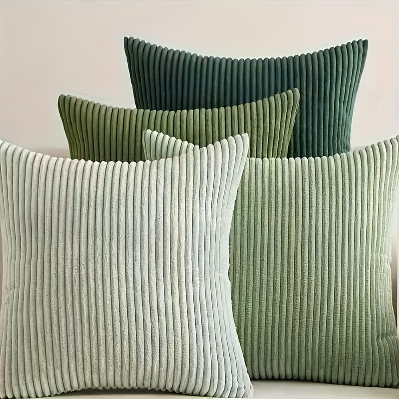 TEMU 4pcs Vintage Aesthetic Thick Corduroy Sofa Pillowcase Set, Removable And Washable Corduroy Pillowcase, Winter Warm Cushion Cover, Vintage Corduroy Pillowcase, Instagram-style Sofa Cushion Cover