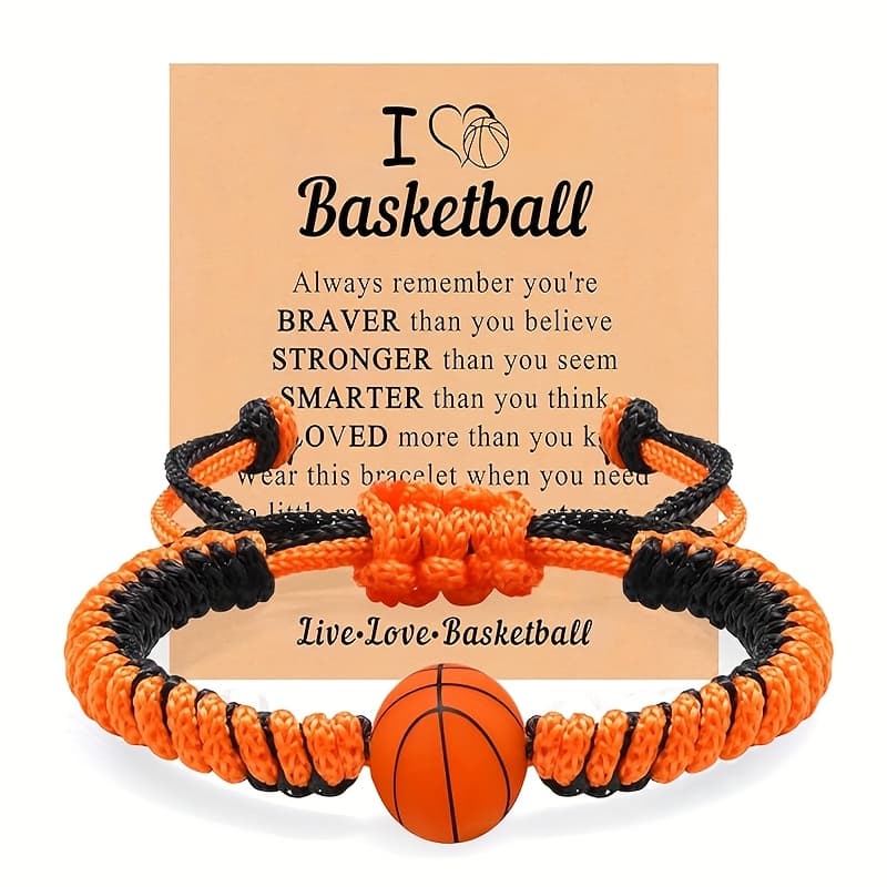 TEMU Adjustable Hand-woven Bracelet For Sports Lovers - Football, Baseball, With Message, Perfect Gift For And , Casual Sporty Style, Perfect For All