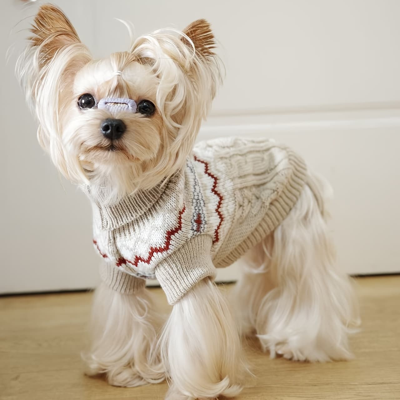 TEMU 2025 Sweater, Warm And Soft, High Neck Sweatshirt, Dog Clothes, Cat Sweater, Far , Yorkshire, Bichon, Teddy, Schnauzer, 's Sweater, Retro, Cold Resistant Winter Pet Sweater, Pullover