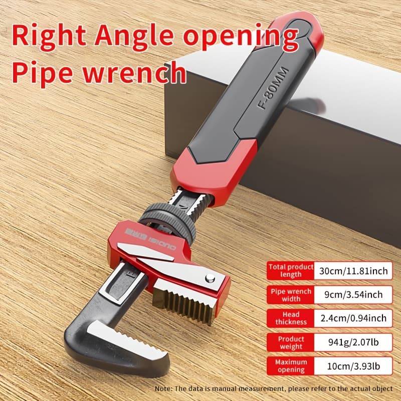 TEMU Adjustable Pipe Wrench - Heavy-duty Steel Plumbing Tool For Diy, Pipe Fitting & Repairs | Non-slip Grip, Extended | Home Use, , Workshop & Emergency Kit