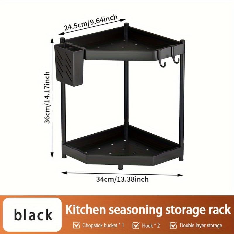 TEMU Versatile Double-layer Shelf - Perfect For Spice & Seasoning Storage, Bathroom Shower Corner Organizer, Lightweight Wrought
