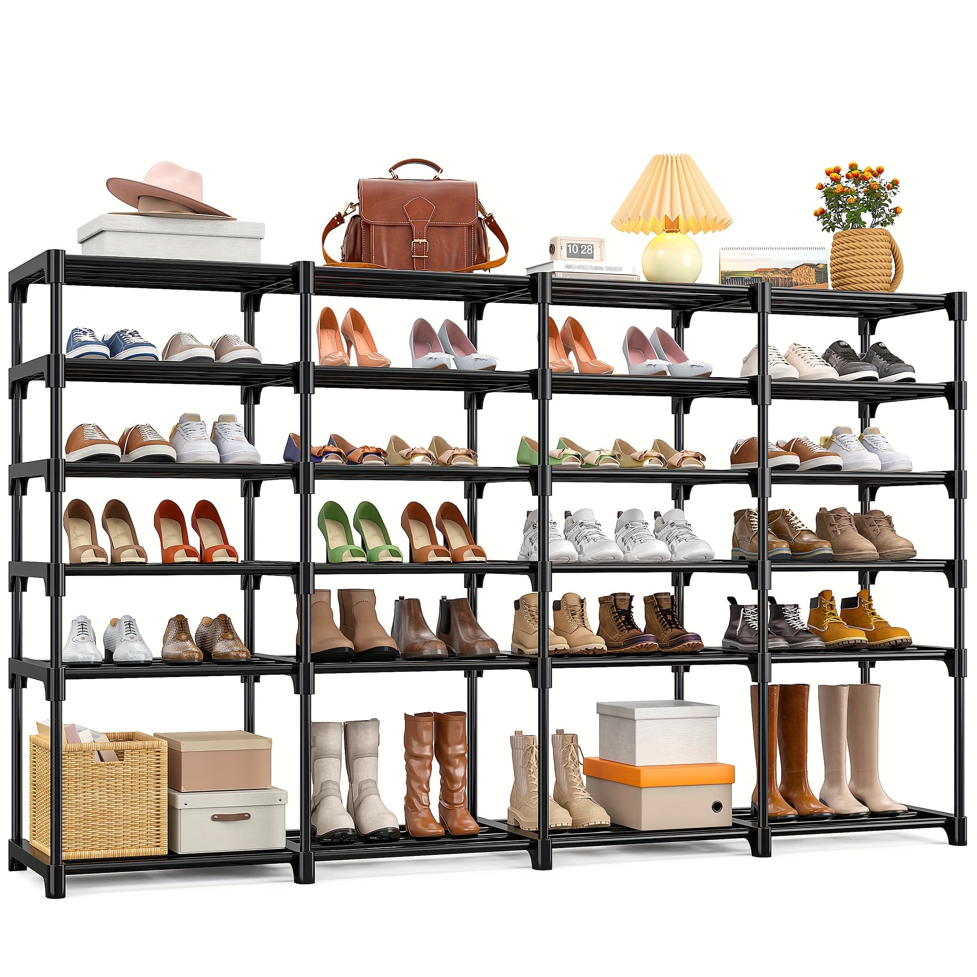 TEMU Large-capacity Metal Shoe Rack & Storage Organizer - Of Holding 48-55 Pairs Of Shoes With Space-saving 4 6 Tiers Design.perfect For , Living Rooms And Bedrooms, Easy To Assemble, Stable & Durable
