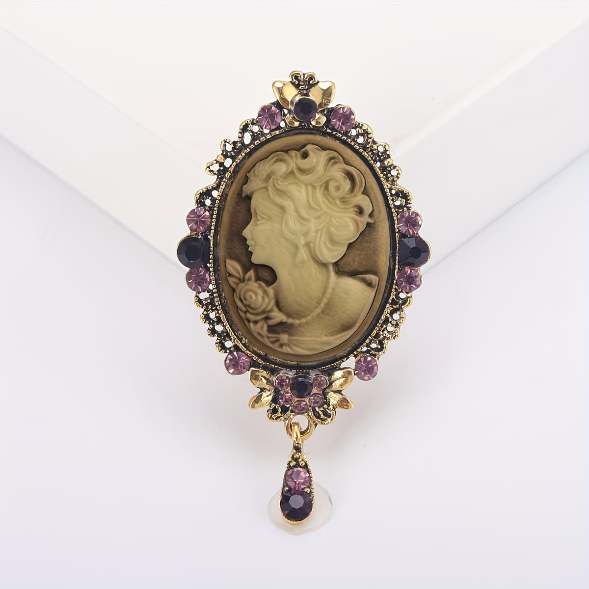 TEMU Elegant Brooch - Retro Bohemian Style Purple Female Head Sculpture, Suitable For Weddings, Graduation Season, Parties And Daily Wear, Gift, Daily Accessory | Elegant Brooch | Decoration